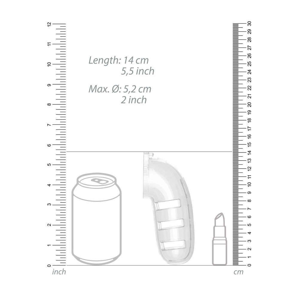 Man Cage 12 Male 5.5 Inch Clear Chastity Cage With Anal Plug