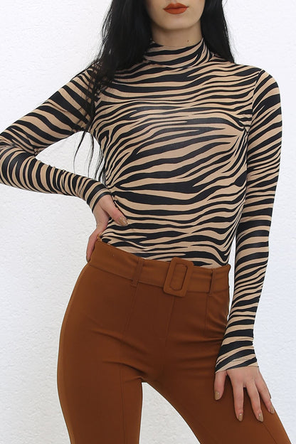Yarım Balıkçı Crop Body Leozebra - 10711.1212.