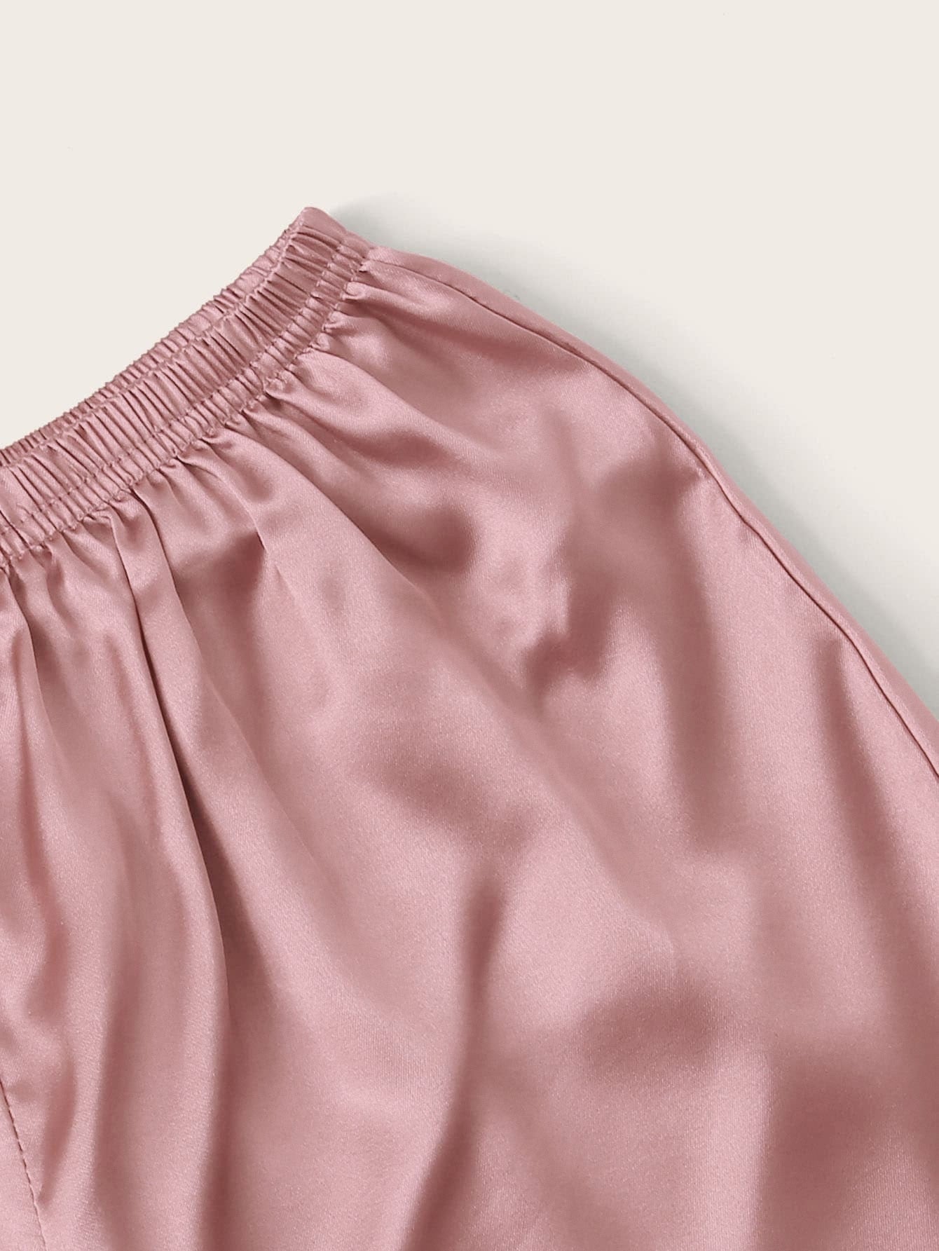 Contrast Binding Satin PJ Set