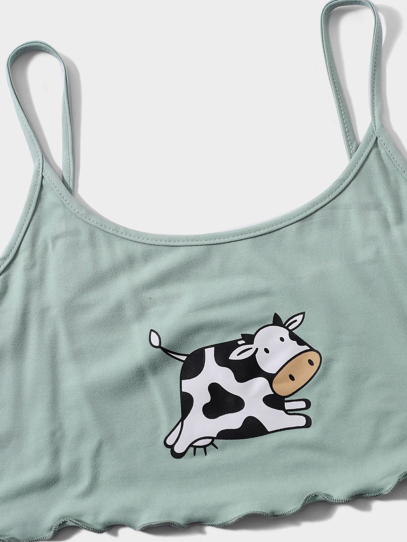 Cow Print Lettuce Trim PJ Set