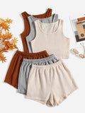 3pcs Waffle Knit Pajama Set