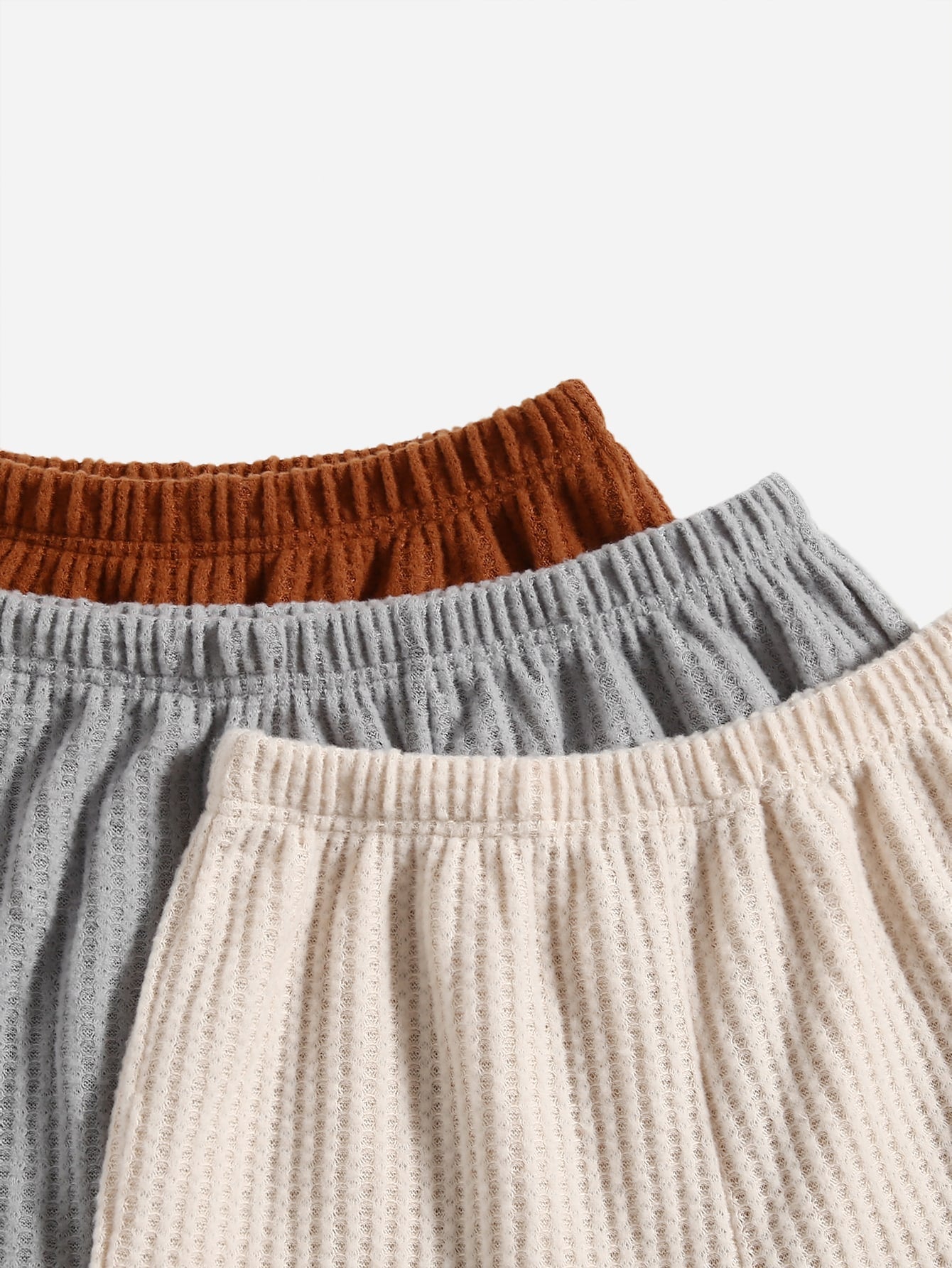 3pcs Waffle Knit Pajama Set