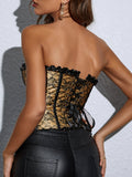 Apperloth A Lace Jacquard Frill Trim Corset With Thong