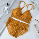 Women Lace Bra Sets Seamless Underwear Backless Vest Sexy Panties Lingerie Padded Bralette Ultrathin Briefs Female Intimates