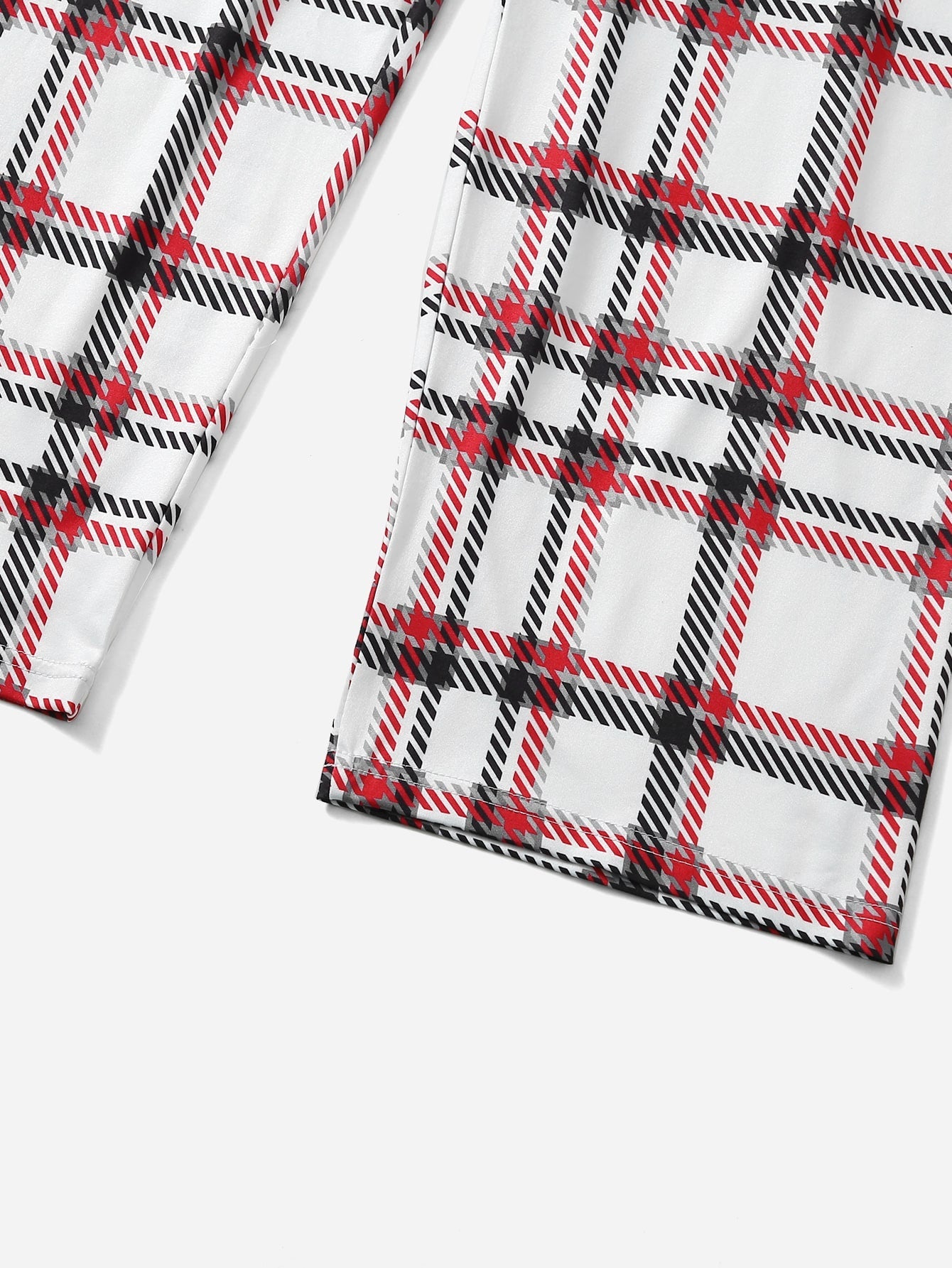 3Pcs Plaid Bow Front PJ Set