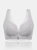 Women Wireless Lace Solid Lightly Lined Breathable Back Closure Bra