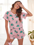 Dinosaur Print Pajama Set with Eye Mask