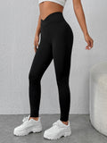 SHEIN PETITE Solid Wideband Waist Leggings