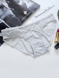 Transparent Ice Silk Mesh Cross Low Waisted Briefs