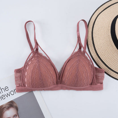 Floral Lace Bras for Women Sexy Lingerie Beauty Back Deep V Bralette Wire Free Thin Underwear Push up Bra Female Brassiere