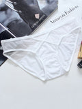 Transparent Ice Silk Mesh Cross Low Waisted Briefs