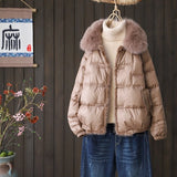 Estorenew Winter Women Down Coat 90% White Duck Down Jacket Real Luxury Fox Fur Collar Female Elegant Thicken Feather