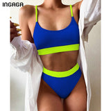 Estorenew High Waist Bikinis Swimsuits Women Push Up Swimwear Ribbed Strap Bathing Suit Biquini Brazilian Bikini 2021 New Beachwear