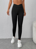 SHEIN PETITE Solid Wideband Waist Leggings