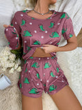 Dinosaur Print Pajama Set with Eye Mask