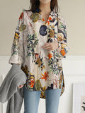 Flower Print Casual Loose Blouse