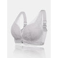 Women Wireless Lace Solid Lightly Lined Breathable Back Closure Bra