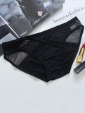 Transparent Ice Silk Mesh Cross Low Waisted Briefs