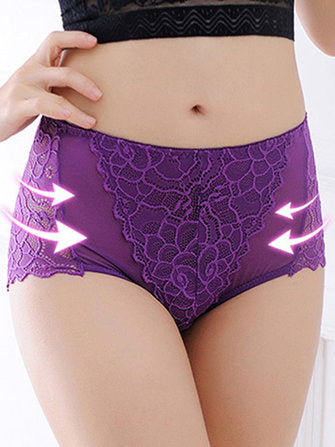 Plus Size Pierced Lace Breathable Panties