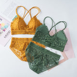 Women Lace Bra Sets Seamless Underwear Backless Vest Sexy Panties Lingerie Padded Bralette Ultrathin Briefs Female Intimates