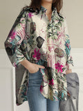 Flower Print Casual Loose Blouse