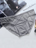 Transparent Ice Silk Mesh Cross Low Waisted Briefs