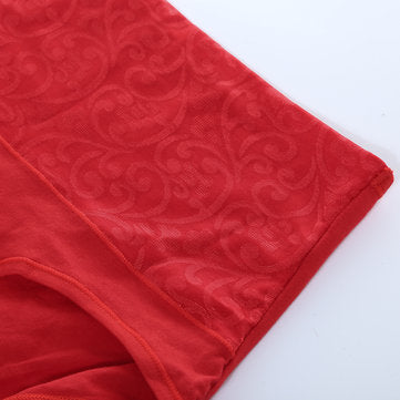 Plus Size Hip Up Waist Slim High Waist Jacquard Soft Cotton Briefs