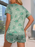 Dinosaur Print Pajama Set with Eye Mask