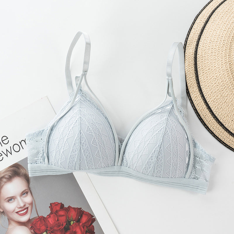 Floral Lace Bras for Women Sexy Lingerie Beauty Back Deep V Bralette Wire Free Thin Underwear Push up Bra Female Brassiere