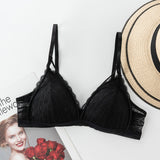 Floral Lace Bras for Women Sexy Lingerie Beauty Back Deep V Bralette Wire Free Thin Underwear Push up Bra Female Brassiere