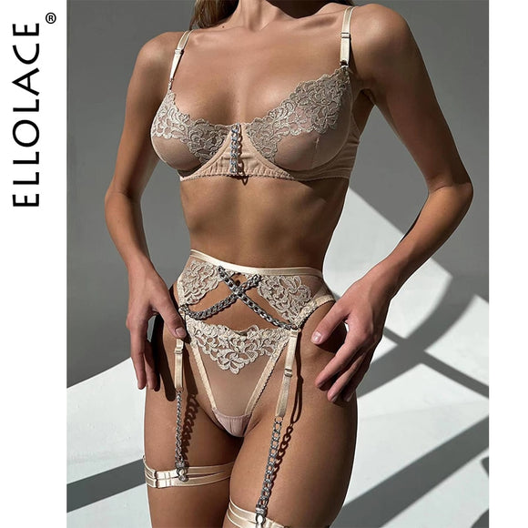 Estorenew Luxury Lingerie Fancy Underwear That Can See Sexy Lace Intimate Set 5-Piece Fine Outfits