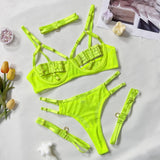 Estorenew Sexy Lingerie Naked Women Without Censorship 5-Piece Sexy Costume Hollow Underwear Uncensored Sensual Open Bra Outfits