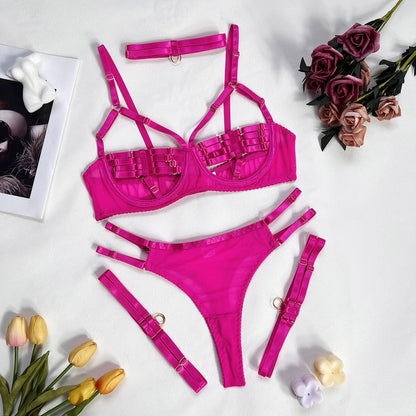 Estorenew Sexy Lingerie Naked Women Without Censorship 5-Piece Sexy Costume Hollow Underwear Uncensored Sensual Open Bra Outfits