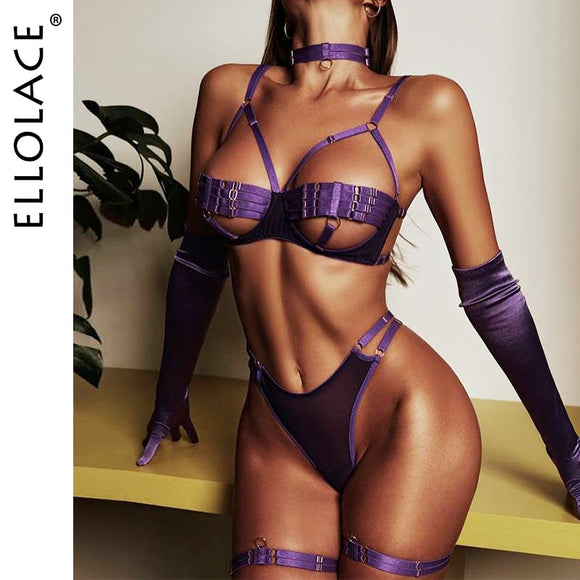 Estorenew Sexy Lingerie Naked Women Without Censorship 5-Piece Sexy Costume Hollow Underwear Uncensored Sensual Open Bra Outfits