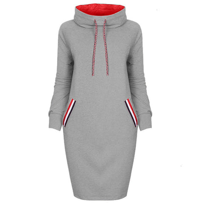 6 Colors Autumn Women Sweater Dress Slim Long Sleeves Turtleneck Drawstring Harajuku Hoodies Moletom Feminino Ez