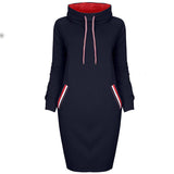 6 Colors Autumn Women Sweater Dress Slim Long Sleeves Turtleneck Drawstring Harajuku Hoodies Moletom Feminino Ez