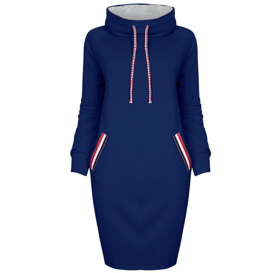 6 Colors Autumn Women Sweater Dress Slim Long Sleeves Turtleneck Drawstring Harajuku Hoodies Moletom Feminino Ez