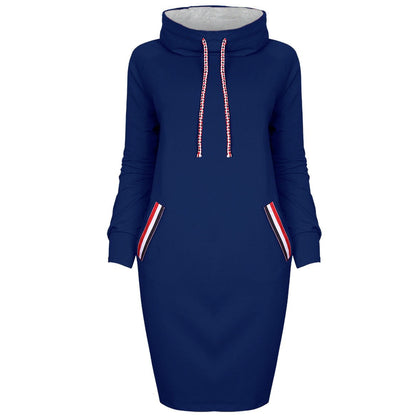 6 Colors Autumn Women Sweater Dress Slim Long Sleeves Turtleneck Drawstring Harajuku Hoodies Moletom Feminino Ez