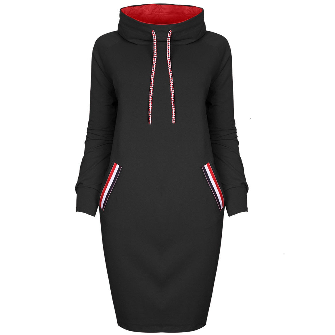 6 Colors Autumn Women Sweater Dress Slim Long Sleeves Turtleneck Drawstring Harajuku Hoodies Moletom Feminino Ez