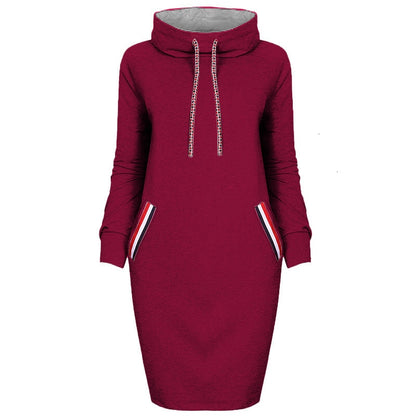 6 Colors Autumn Women Sweater Dress Slim Long Sleeves Turtleneck Drawstring Harajuku Hoodies Moletom Feminino Ez