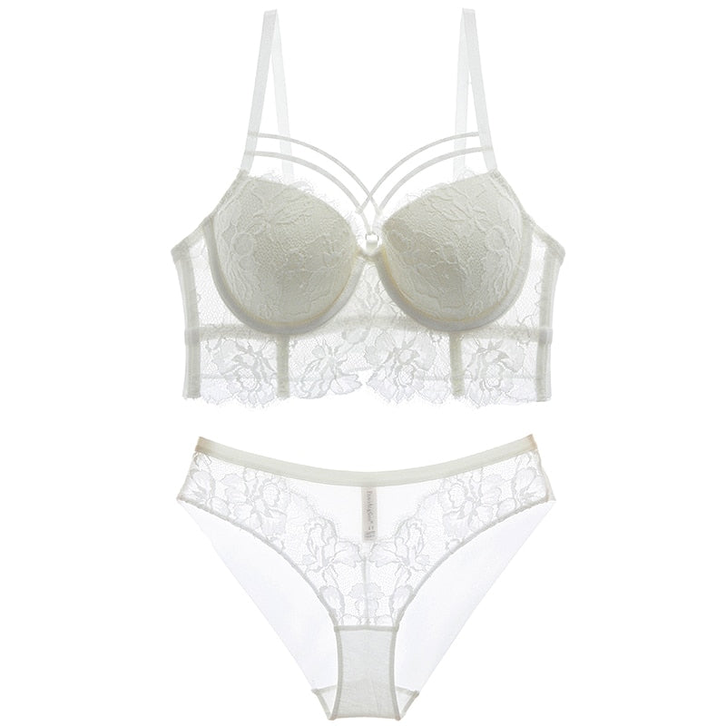 New Top Sexy Underwear Set Green Bras Cotton Brassiere Women Lingerie