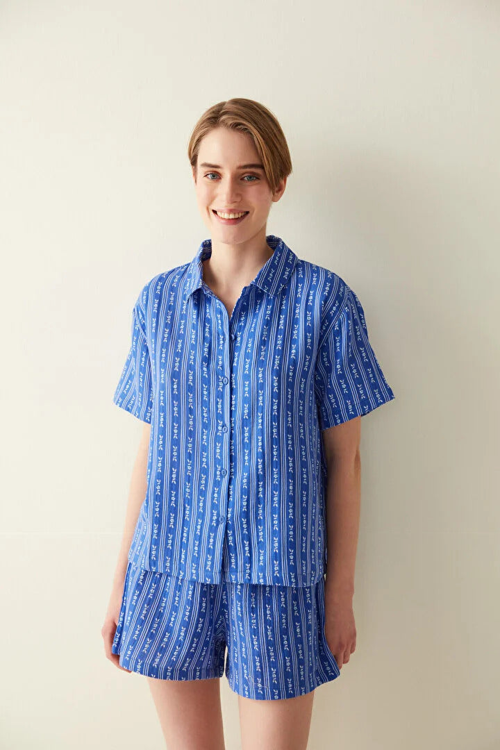 Comfortable Printed SS Shirt Pajamas Set for a Good Night's Sleep
