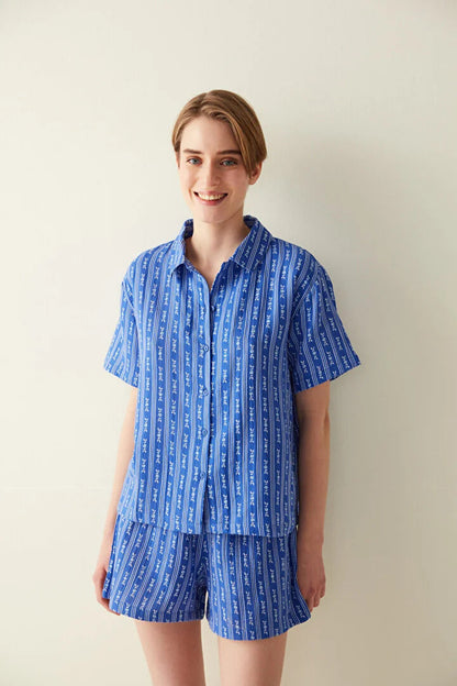 Comfortable Printed SS Shirt Pajamas Set for a Good Night's Sleep