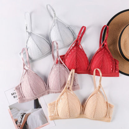 Floral Lace Bras for Women Lingerie Beauty Back Deep V Bralette Wire Free Thin Underwear Push Up Bra Female Brassiere