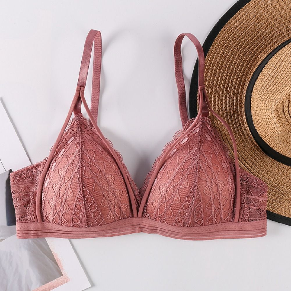 Floral Lace Bras for Women Lingerie Beauty Back Deep V Bralette Wire Free Thin Underwear Push Up Bra Female Brassiere