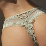 Estorenew Women Sexy Amazing Panties Low-waist Lace Hollow Out Underwear Female G String Thong Temptation Cross Bandage Lingerie