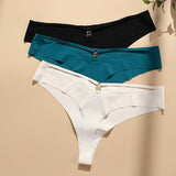 Estorenew Women Sexy Ice Silk Panties Low-Rise Hollow Out Lingerie Female G String Underwear Comfortable Thong Intimates