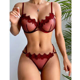 New Sexy Lace Hollow Bra Set Women Intimates G-String & Lingerie Sets Transparent Bralette Set Erotic Underwear Set