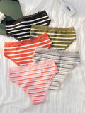 5Pack Striped Contrast Lace Panty Set