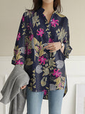 Flower Print Casual Loose Blouse